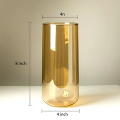 Golden Amber Tall Glass Vase