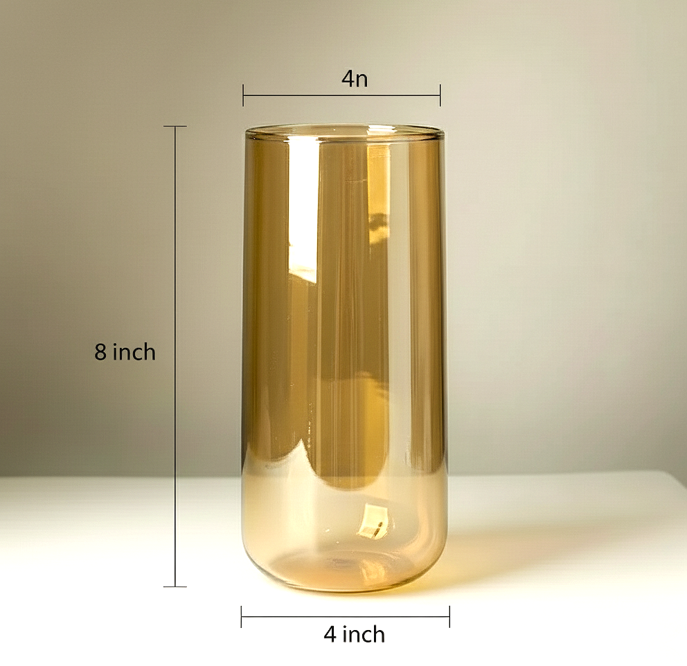 Golden Amber Tall Glass Vase