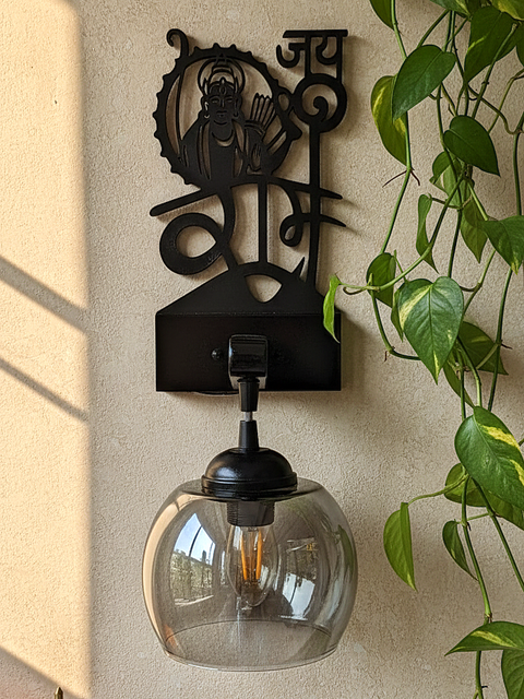Jai Shree Ram Black Metal Wall Light