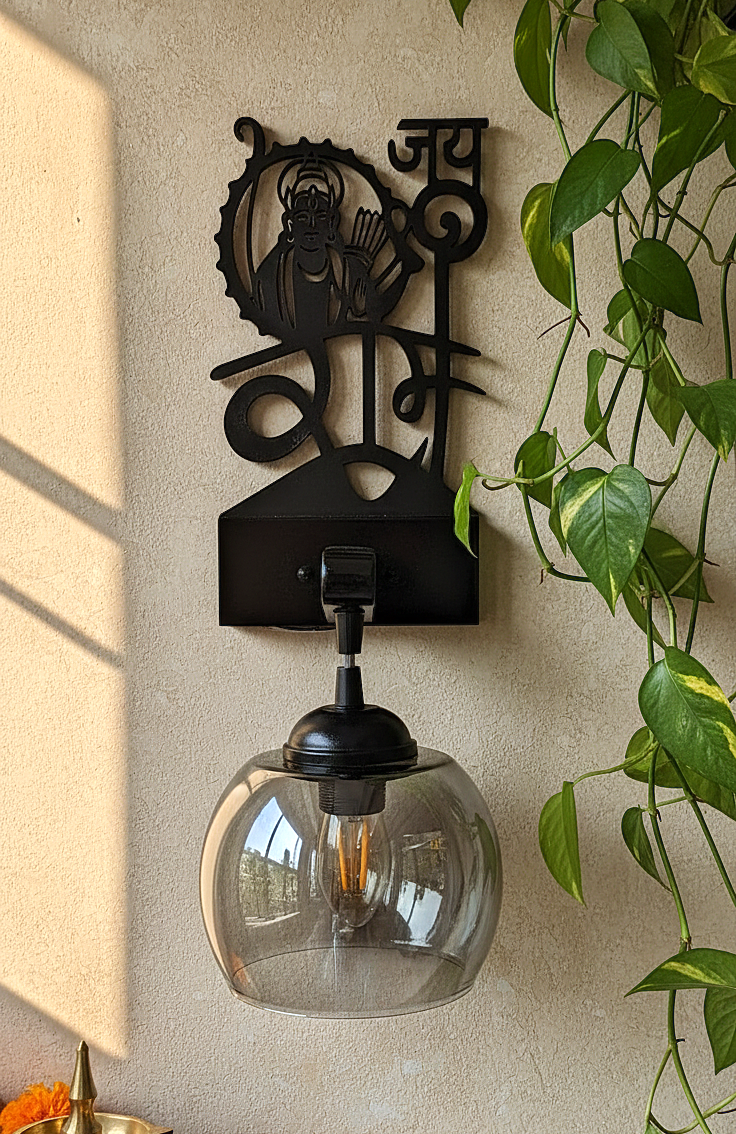 Jai Shree Ram Black Metal Wall Light