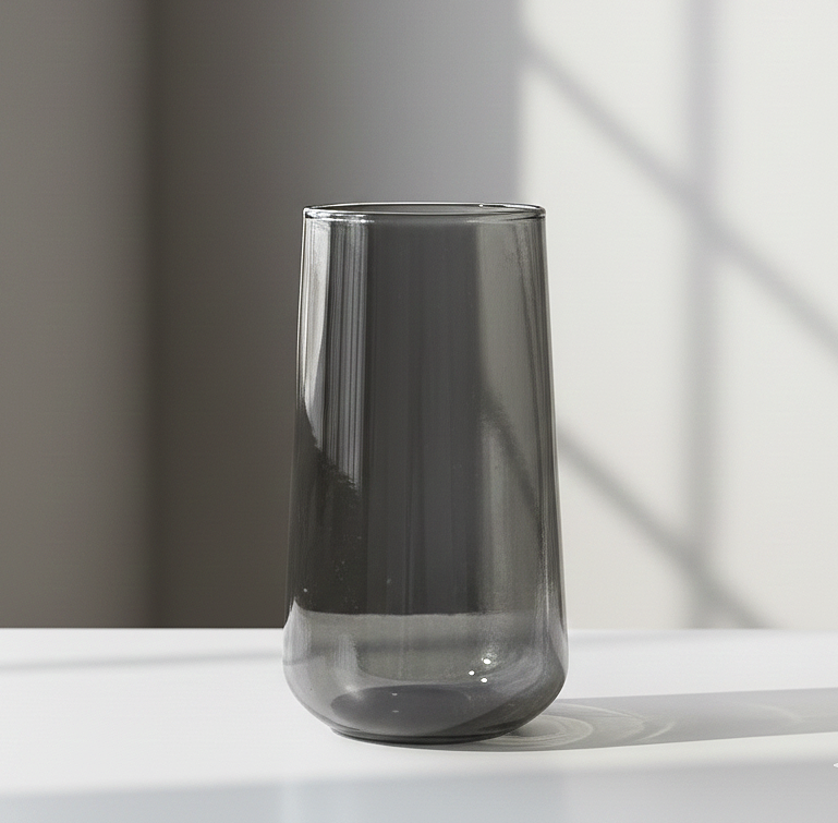 Smoked Grey Minimal Glass Vase