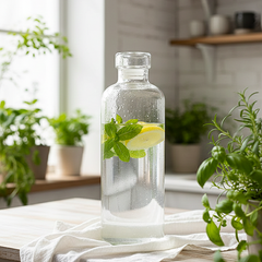 Clear Glass Drinking Bottle with Glass Airtight Lid – Freshness in Every Pour