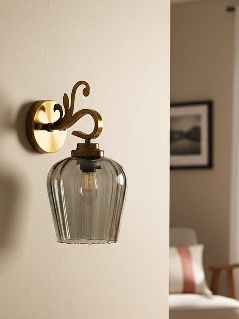 Antique Brass Bell Wall Sconce