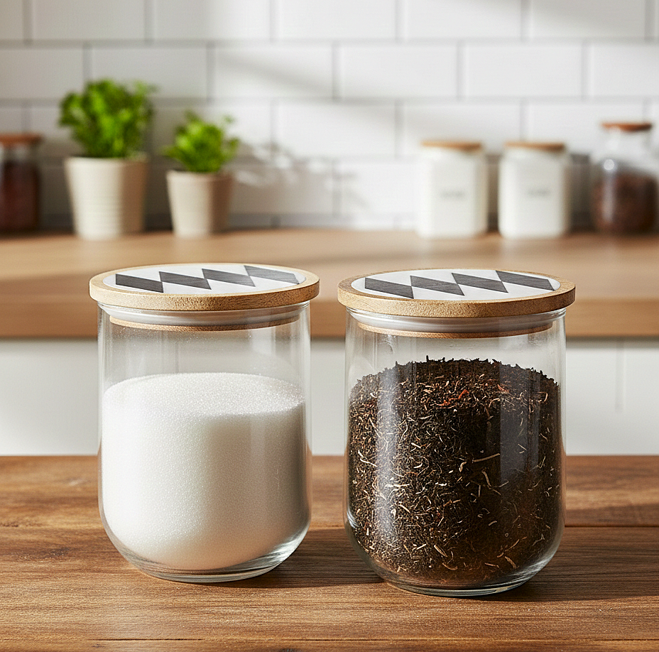 Patterned Lid Glass Storage Jars (Set of 2)