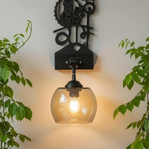 Jai Shree Ram-Inspired Decorative Wall Lamp (Black)