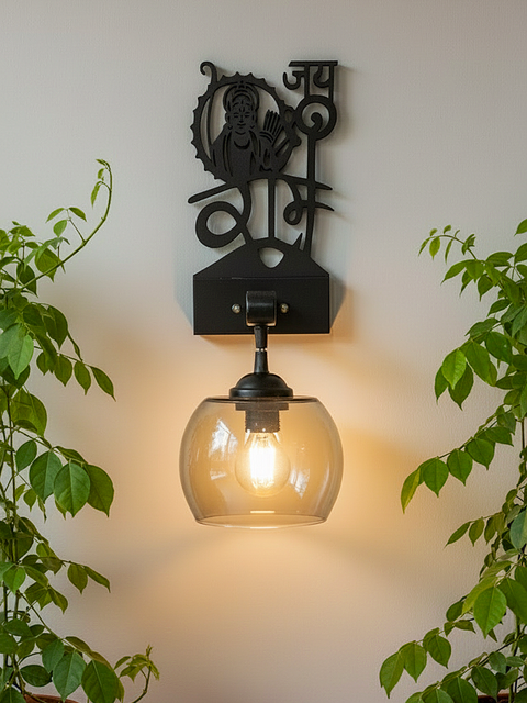 Jai Shree Ram Black Metal Wall Light