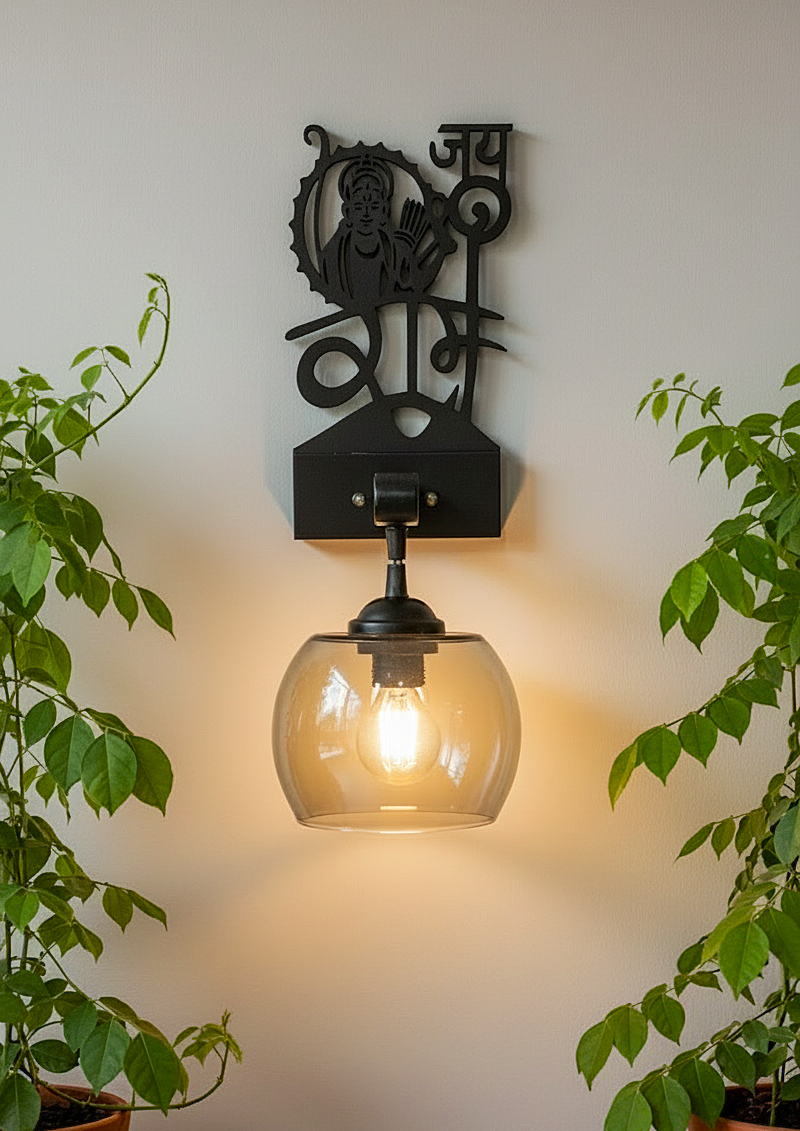 Jai Shree Ram Black Metal Wall Light