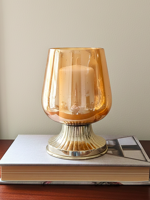 Amber Glow Pedestal Candle Holder