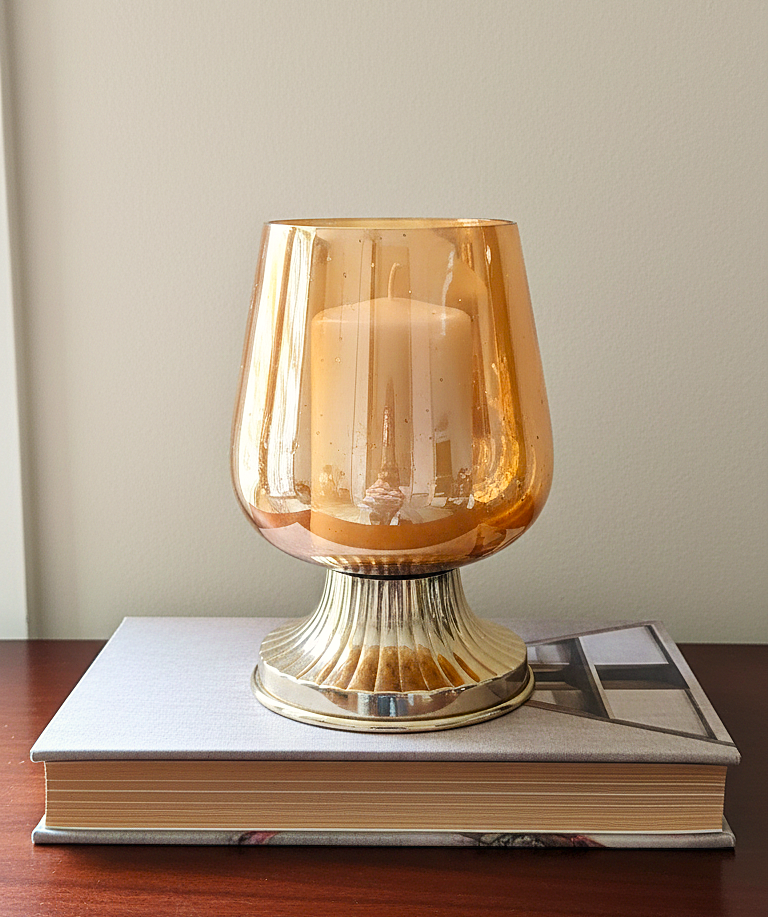 Amber Glow Pedestal Candle Holder