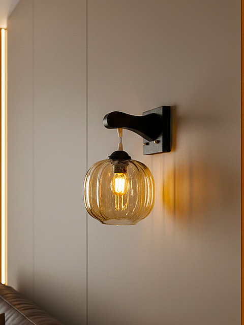 Amber Globe Wall Sconce