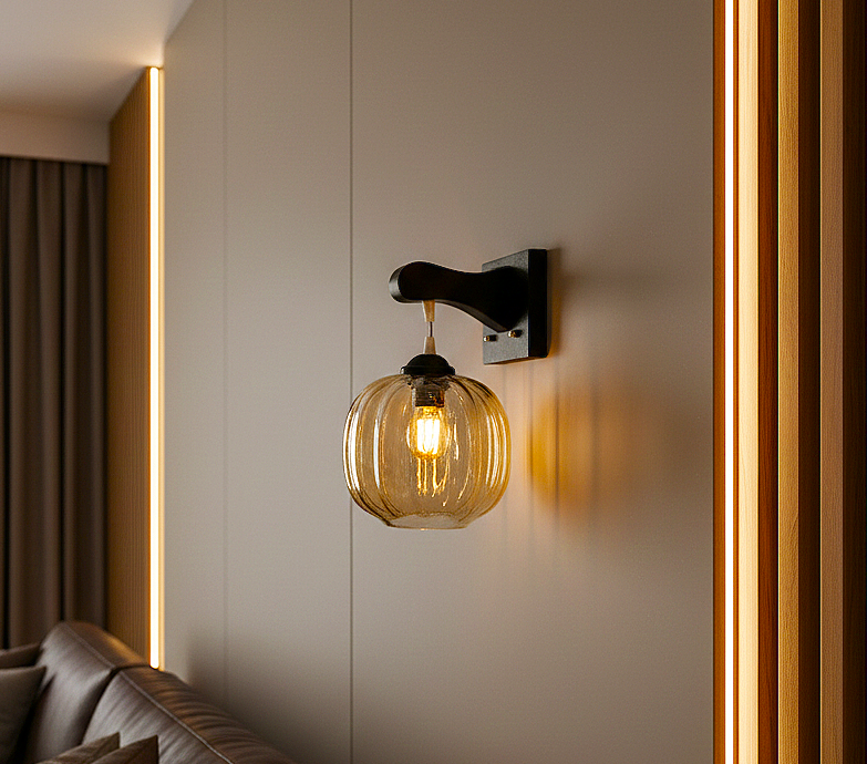 Amber Globe Wall Sconce