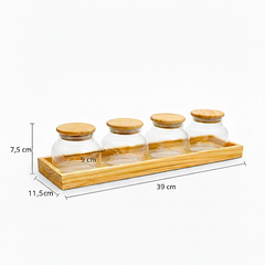 Minimalist Glass Spice Jar Set with Wooden Tray