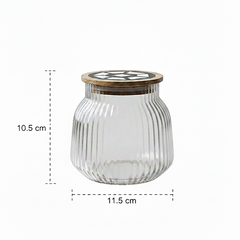 Ribbed Glass Storage Jars with Wooden Lid – Elegant & Airtight Kitchen Essentials