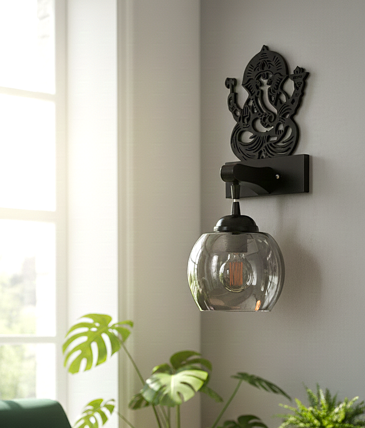 Ganesha-Inspired Decorative Wall Light (Dark)