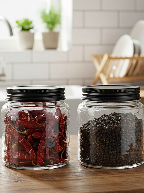 Minimal Glass Storage Jars with Airtight Black Lids