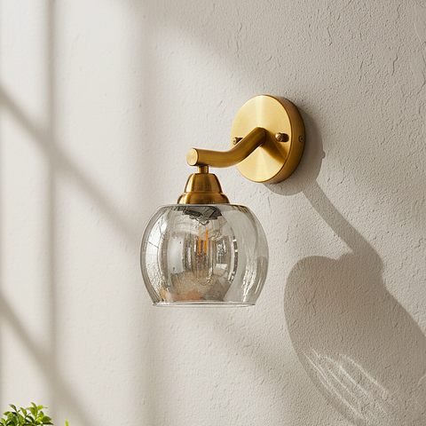 Metal Mounted Black Lustrous Globe Downside Wall Sconce (Black)