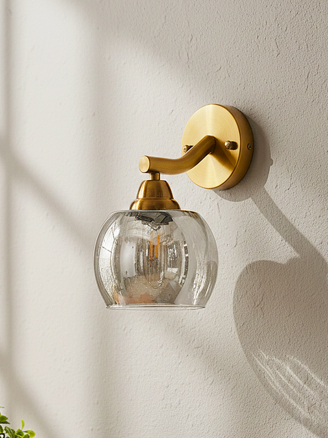 Brushed Brass Clear Globe Wall Sconce