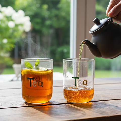 “Tea” Handcrafted Crystal-Clear Glass Tumblers [Set of 2]