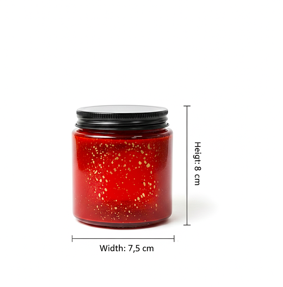 Luxury Golden Brush Stroke Patterned Soy Wax Candle With Black Metal Lid (RED)