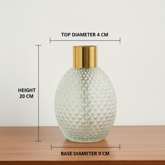 Textured Crystal Glass Vase with Gold Rim