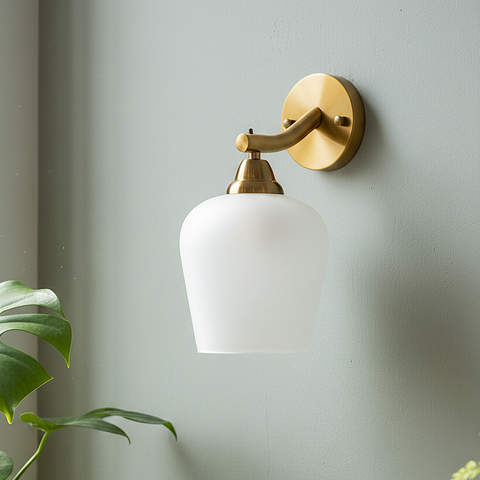 Brass Aura Frosted White Glimmer Wall Lamp