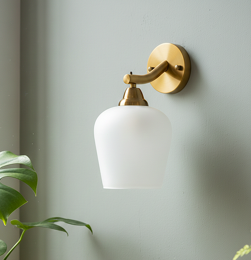 Brass Aura Frosted Wall Sconce