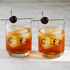 "Coffee" Artisan Handcrafted Crystal-Clear Glass Tumbler – [PACK OF 2]