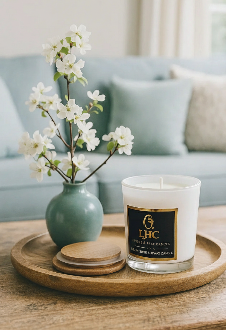 Luxe Premium Soy Wax Candle With Wooden Airtight Lid (White)