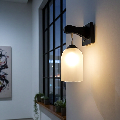 Modern Frosted Glass Wall Lamp (White)