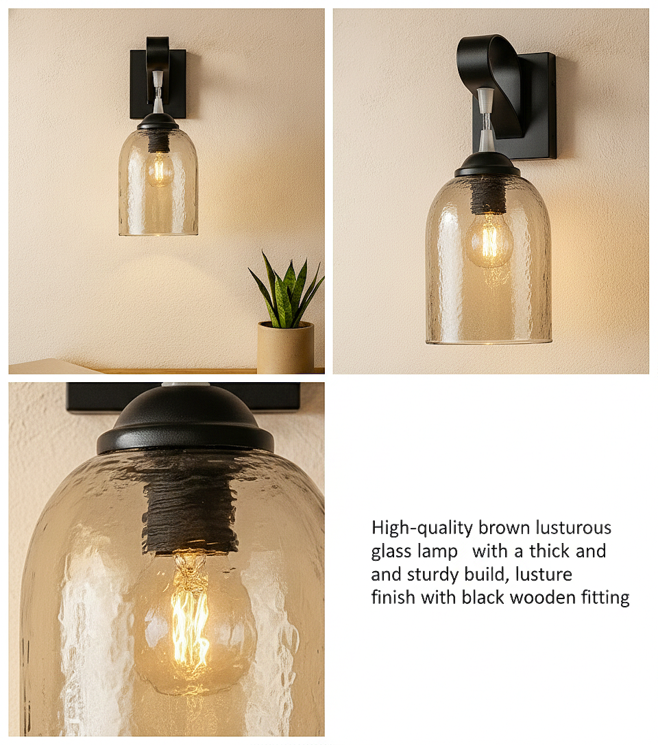 Amber Hammered Glass Wall Sconce(Green)