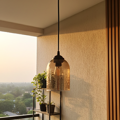 Warm Lustrous Hammered Glass Hanging Pendant Lamp ( Brown)