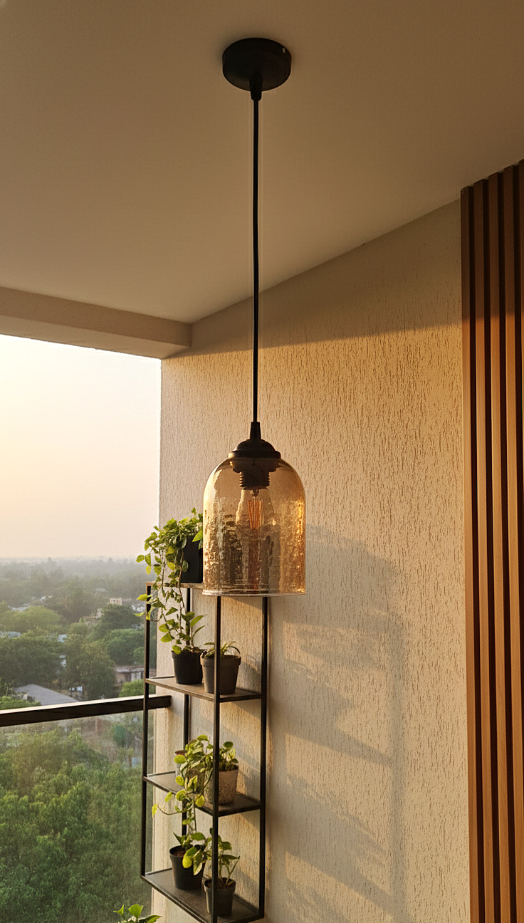 Warm Lustrous Hammered Glass Hanging Pendant Lamp ( Brown)