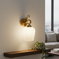 Heritage Frosted White Glow Brass Wall Sconce
