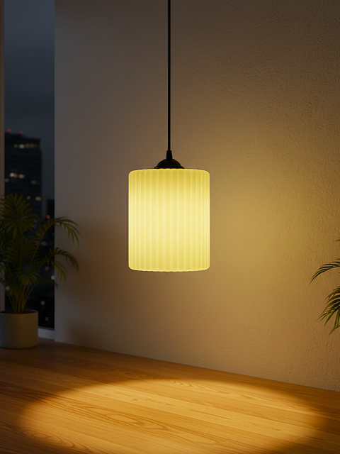 Ribbed Amber Glass Wall Sconce – Matte Black Base