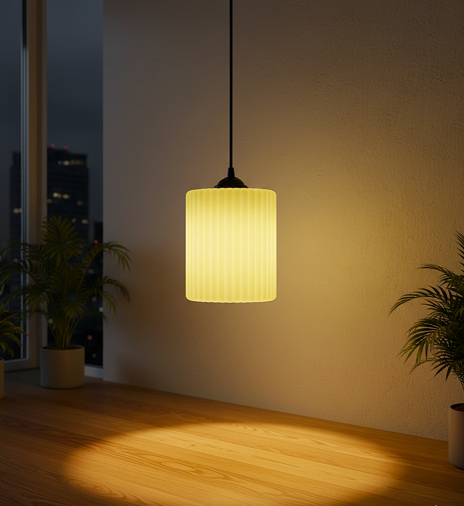 Ribbed Amber Glass Wall Sconce – Matte Black Base