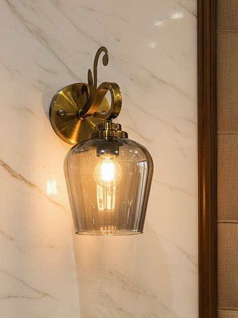 Antique Brass Bell Wall Sconce