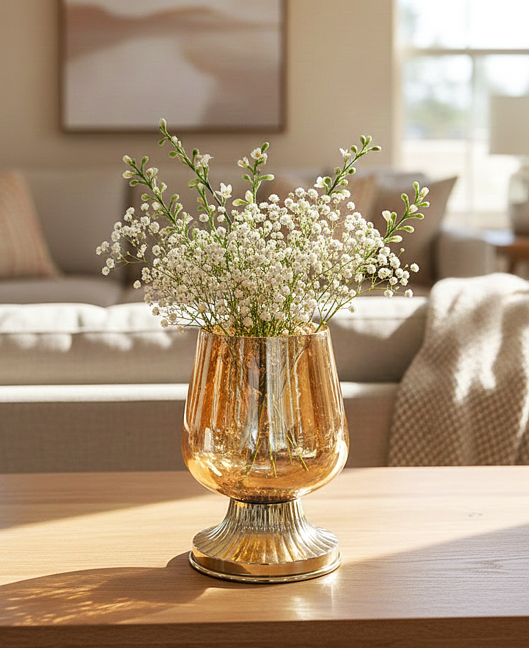 ✨ Amber Glow Pedestal Glass Vase