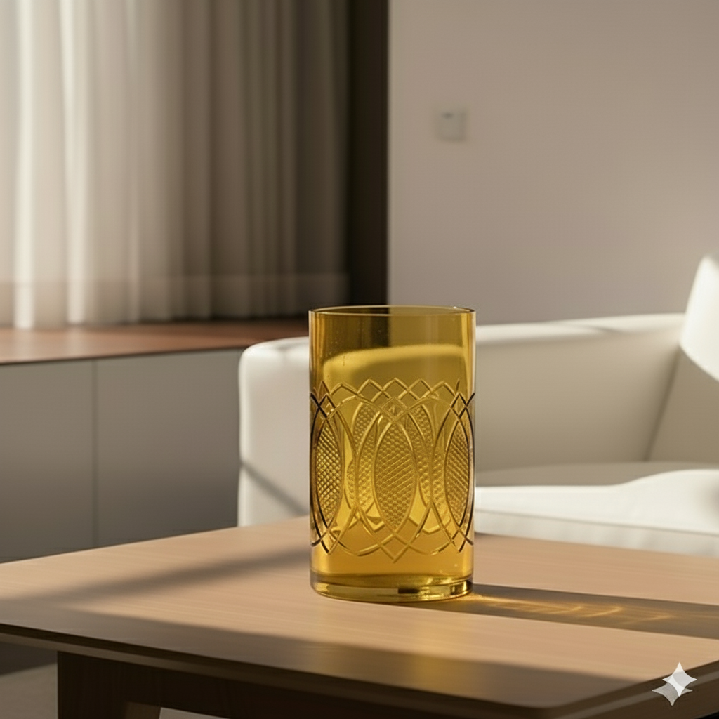 Golden Aura Cutwork Glass Vase