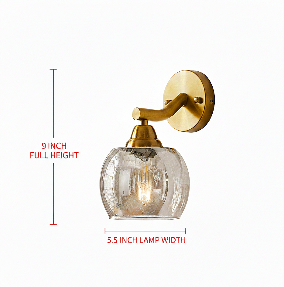 Brushed Brass Clear Globe Wall Sconce