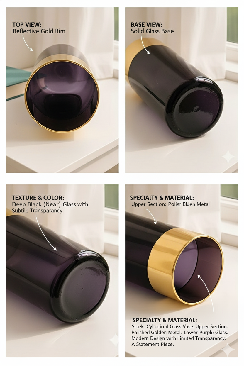 Black & Gold Luxe Cylinder Vase