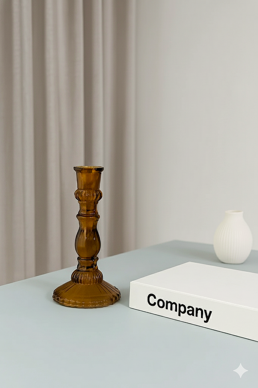 Amber Glass Candle Stand