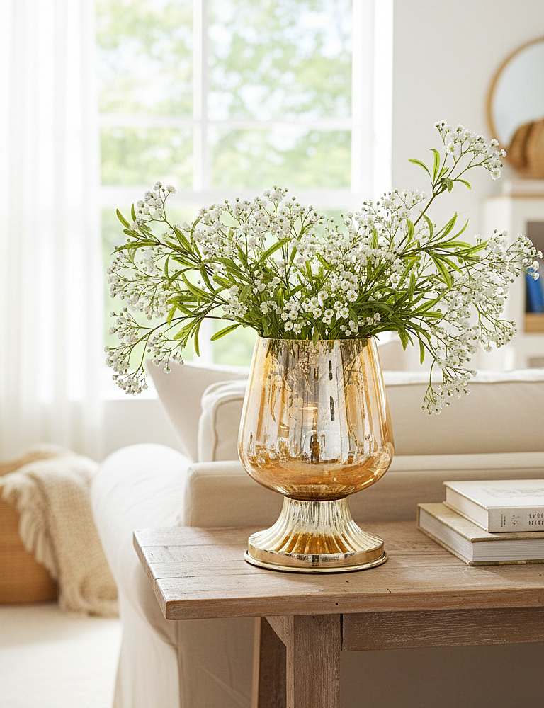 ✨ Amber Glow Pedestal Glass Vase