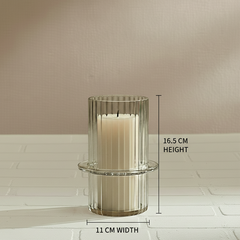 Crystal Ribbed Glass Candle Holders (Set of 2)