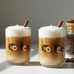 "Coffee" Artisan Handcrafted Crystal-Clear Glass Tumbler – [PACK OF 2]