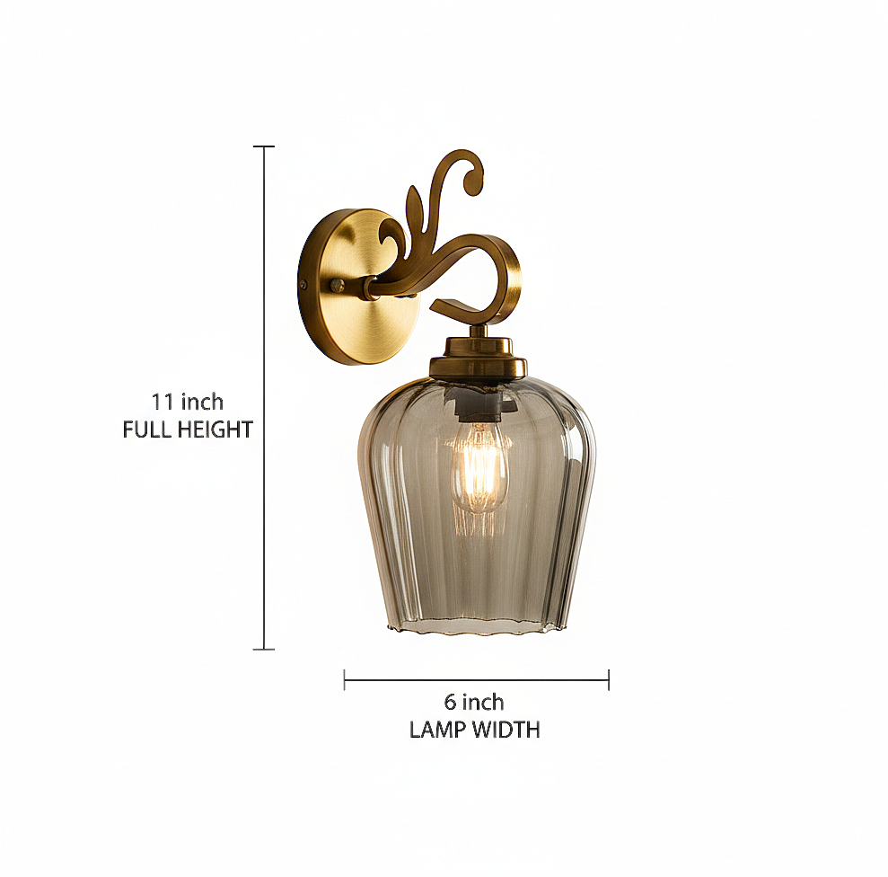 Antique Brass Bell Wall Sconce