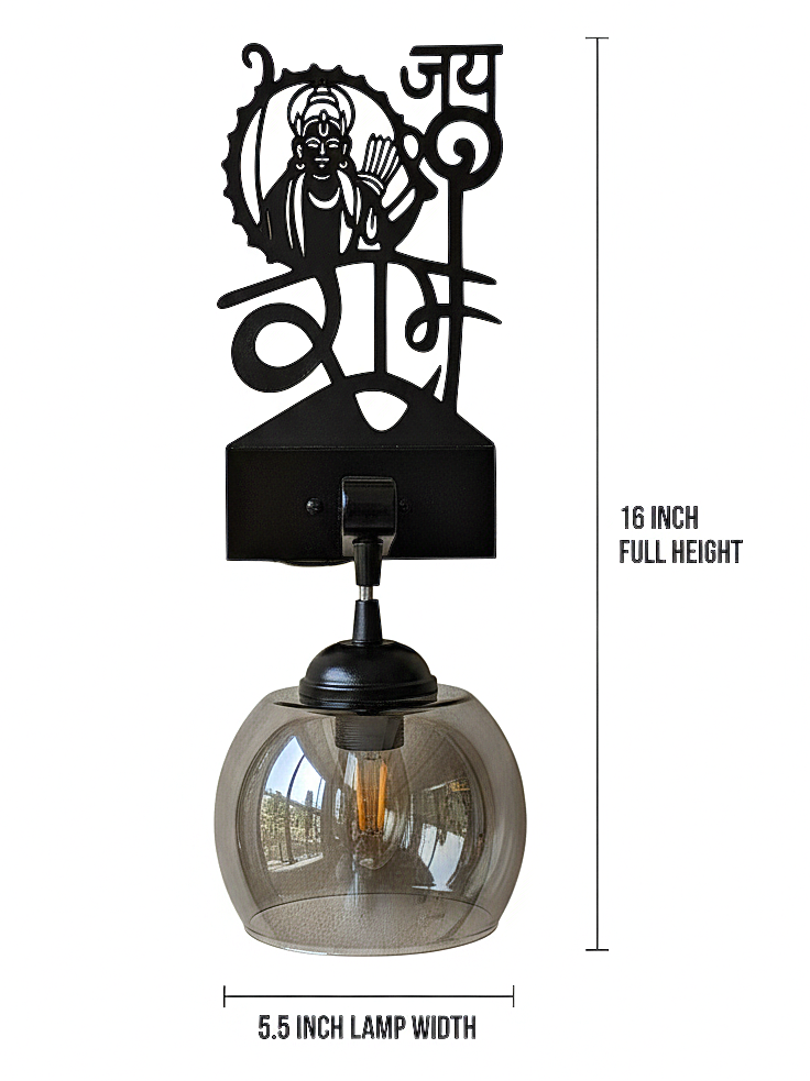 Jai Shree Ram Black Metal Wall Light