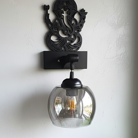 Ganesha-Inspired Decorative Wall Lamp (Black)