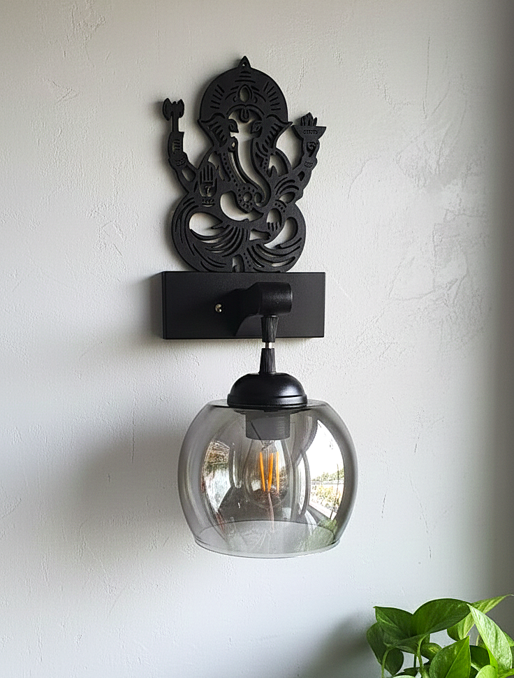 Ganesha-Inspired Decorative Wall Light (Dark)