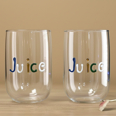 “Juice” Handcrafted Crystal-Clear Glass Tumbler [Pack Of 2]