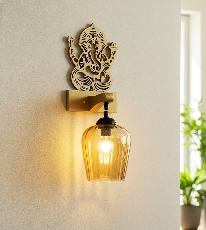 Ganesha-Inspired Decorative Wall Light(Gold)